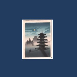 Kobayashi Eijiro: Pagoda at Night (Night Series), c.1930's(SOLD)