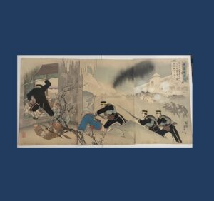Hashimoto Chikanobu: Capturing the Fortress at Niuzhuang, 1895